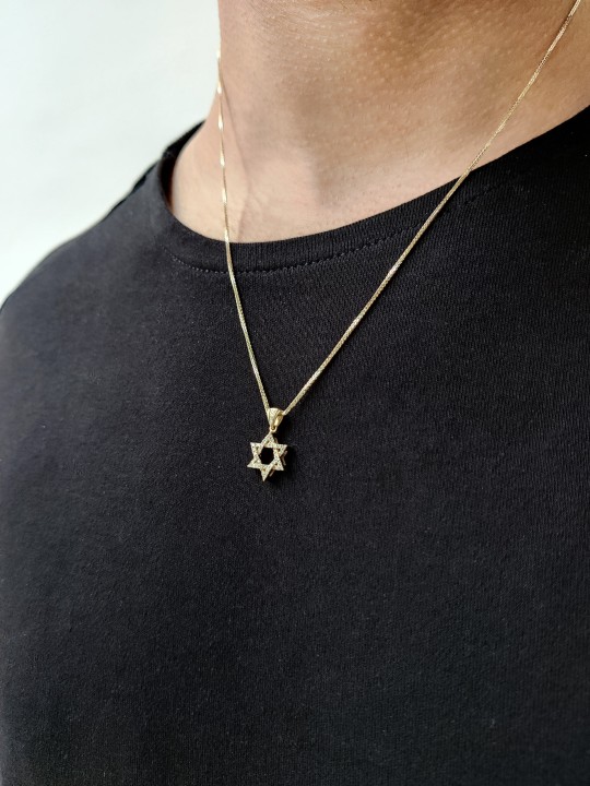 מגן דוד זהב קטן וקלאסי עם יהלומים , מתנות ט"ו באב , א